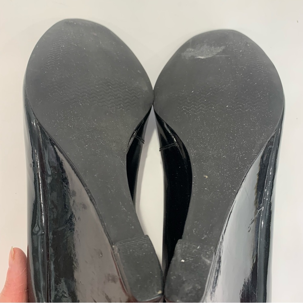 BP (Nordstrom brand) black patent open toe shiny wedge heel size 11 - Picture 5 of 12
